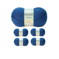 5 Adet Vizon Premium Akrilik El Örgü İpi Yünü Renk No:517 Orta Mavi 