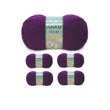 5 Adet Vizon Premium Akrilik El Örgü İpi Yünü Renk No:60 Mürdüm 