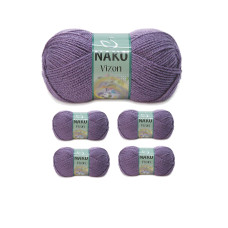 5 Adet Vizon Premium Akrilik El Örgü İpi Yünü Renk No:6684 Açık Mürdüm 