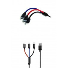 3 in 1 Çoklu Hızlı Şarj Kablosu Type-C Mikro İphone 1.2 Metre 3A 