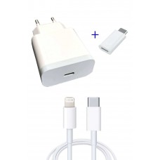 İphone Lightning Uçlu Hızlı Şarj Aleti 3A/18W 1.2 Metre Kablolu Hızlı Şarj Cihazı Type-C Dönüştürücü 