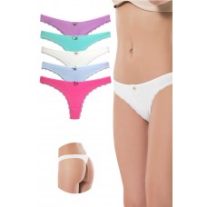 5 Adet Pamuklu Kadın Klasik Dantelli String Tanga 