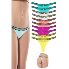 10 Adet Beli Yazılı Pamuk Kadın Tanga String Külot 