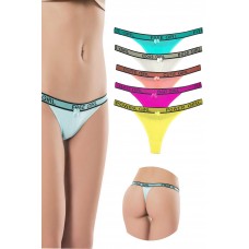 5 Adet Beli Yazılı Pamuk Kadın Tanga String Külot 