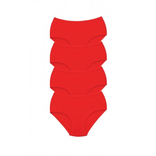 4 Adet Tutku Kadın Yüksek Bel Bato Kalın Lastik Külot Kırmızı