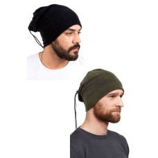 2 Adet Polar İpli Bere ve Boyunluk Siyah Yeşil 