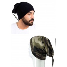 2 Adet Polar İpli Bere ve Boyunluk Siyah Kamuflaj 