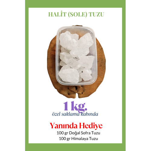 Halit Kristal Himalaya Tuzu 1 Kg. Berrak Kristal Tuz - Kristal Sole Tuzu Halit Tuz 1000 Gr. - HEDİYELİ