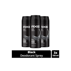 3 Adet Axe Erkek Deodorant & Bodyspray Black 48 Saat Etkileyici Koku Vücut Spreyi 150 ml 