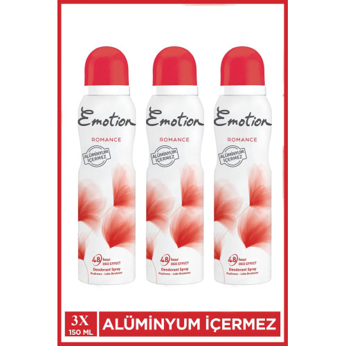 3 Adet Emotion Romance Kadın Vegan Deodorant 150 Ml Hızlı Kurur, Leke Bırakmaz