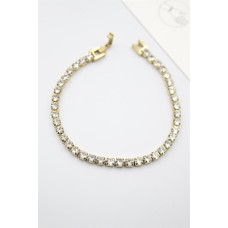 Taşlı Su Yolu Çelik Bileklik - Altın 