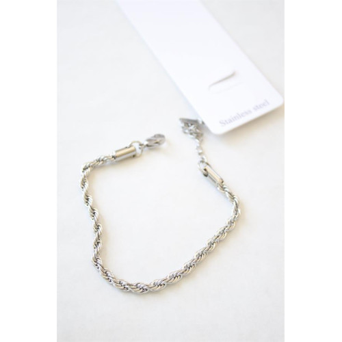 Burgu Çelik Bileklik 3mm - Gümüş