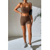 Kadın Kahverengi Şortlu Kaşkorse Gecelik Takım