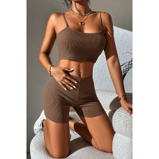 Kadın Kahverengi Şortlu Kaşkorse Gecelik Takım 