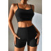 Kadın Siyah Şortlu Kaşkorse Gecelik Takım