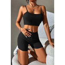 Kadın Siyah Şortlu Kaşkorse Gecelik Takım 