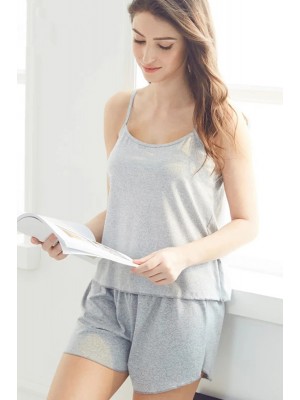 Kadın Gri Şortlu Penye Gecelik Takımı Kadın Gri Şortlu Penye Gecelik Takımı