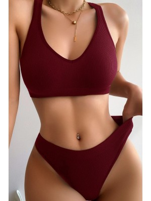 Kadın Bordo Desteksiz Seamless Tangalı İç Çamaşır Takımı