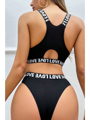 Kadın Siyah Çapraz Sırt ve Love Lastik Detaylı Sütyen Külot Takım Kadın Siyah Çapraz Sırt ve Love Lastik Detaylı Sütyen Külot Takım
