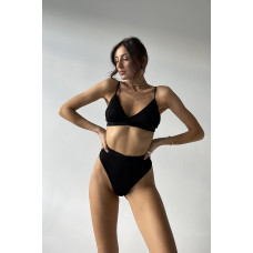 Kadın Siyah Yüksek Bel Dolgusuz Slip Takım 