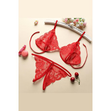 Kadın Kırmızı Dantelli Sütyen Külot Takımı