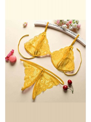 Kadın Sarı Dantelli Sütyen Külot Takımı Kadın Sarı Dantelli Sütyen Külot Takımı