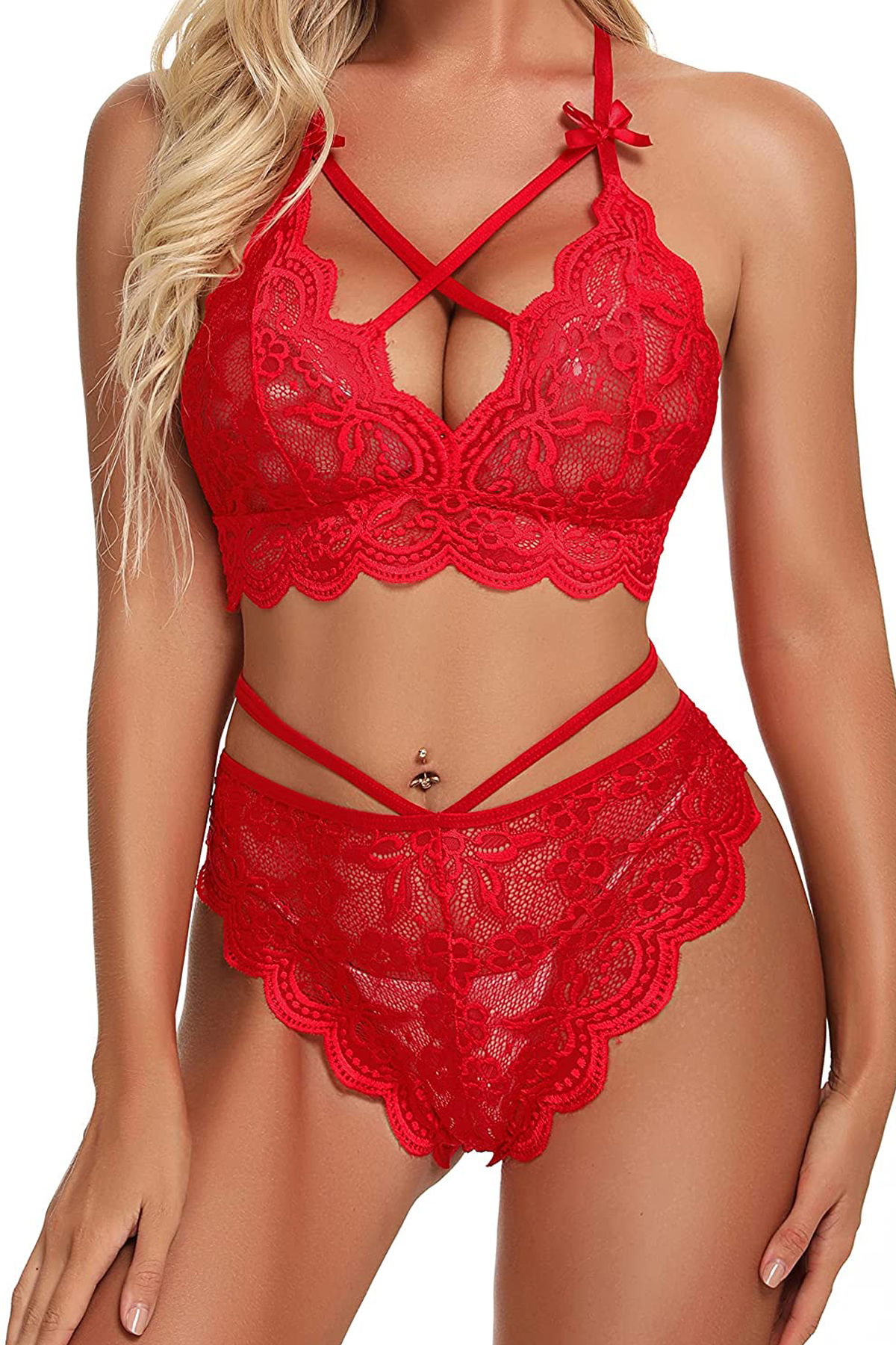 Kırmızı Çapraz Ip Detaylı Şık Sütyen Külot Takım Kırmızı Çapraz Ip Detaylı Şık Sütyen Külot Takım