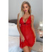 Kadın Kırmızı Dantel Detaylı Fantazi Gecelik Takım