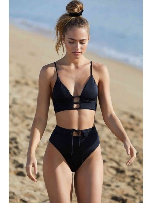 Kadın Siyah Yüksek Bel Özel Bikini Takımı Kadın Siyah Yüksek Bel Özel Bikini Takımı