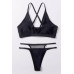 Kadın Siyah File Detaylı Özel Bikini Takımı