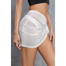 Kadın Beyaz Transparan Belden Bağlamalı Pareo 