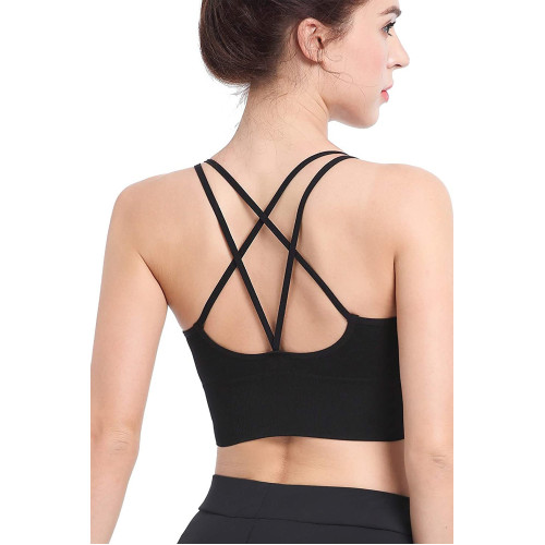 Kadın Siyah Çarpraz İpli Spor Büstiyer