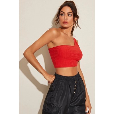 Kadın Kırmızı Tek Omuz Crop Büstiyer Kadın Kırmızı Tek Omuz Crop Büstiyer