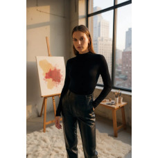 Kadın Siyah Parmak Detaylı Esnek Uzun Kollu Body 