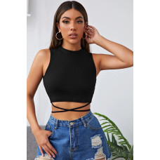 Kadın Siyah Çapraz Bağlamalı Crop Top Büstiyer 