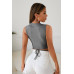 Kadın Gri Çapraz Bağlamalı Crop Top Büstiyer