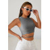 Kadın Gri Çapraz Bağlamalı Crop Top Büstiyer