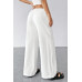 Kadın Beyaz Bol Kesim Cepli Geniş Paça Dökümlü Pantolon