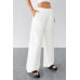 Kadın Beyaz Bol Kesim Cepli Geniş Paça Dökümlü Pantolon