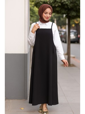 Kadın Siyah Basic Ayarlanabilir Askılı Jile Elbise Kadın Siyah Basic Ayarlanabilir Askılı Jile Elbise