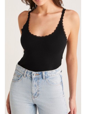 Kadın Siyah Normal Kalıp Dantel Detalı Ince Askılı Oyuk Yaka Atlet Kadın Siyah Normal Kalıp Dantel Detalı Ince Askılı Oyuk Yaka Atlet