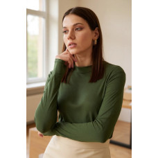 Kadın Haki Yeşili Parmak Detaylı Esnek Uzun Kollu Body