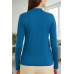 Kadın Mavi Parmak Detaylı Esnek Uzun Kollu Body