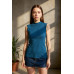 Kadın Mavi Kolsuz Balıkçı Yaka Basic Bluz