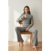 Kadın Fitilli Eşofman Takımı – Gri Boğazlı Crop Üst & İspanyol Paça Pantolon, Esnek Rahat Kalıp