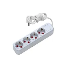 Asel 4 lü 3 metre Topraklı Anahtarlı Priz Ast A403 