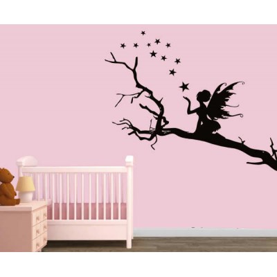 Yıldız Saçan Peri Kızı Duvar Sticker