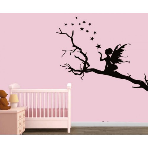 Yıldız Saçan Peri Kızı Duvar Sticker